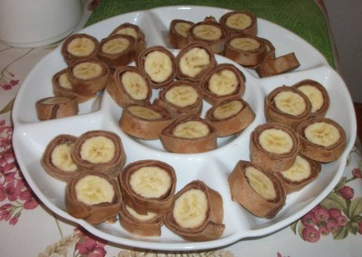 Csokikrémes banános palacsinta-csiga